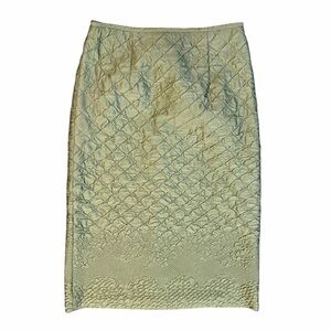 Antonio Melani Textured Quilted Pencil‎ Skirt Sage Green Size 4 Midi Career Wear